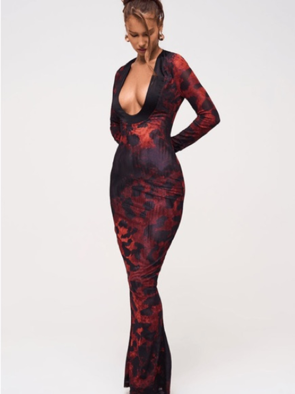 Murci  “Leaena” Deep Scoop Maxi Dress - Leopard